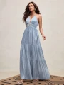 Niebieska plisowana sukienka maxi (S)