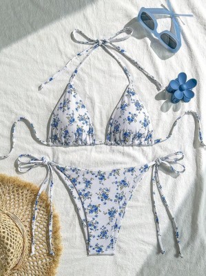 Biały komplet bikini wzór (M)