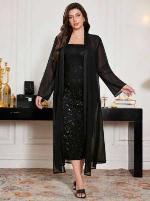 Czarna sukienka narzutka 2w1 (1XL)