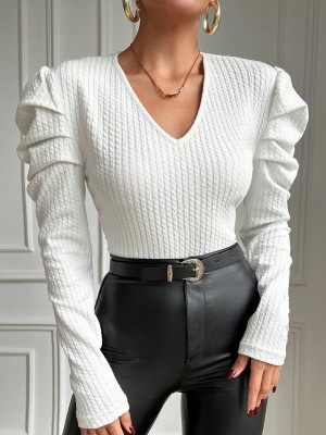 Biały teksturowany top (XS)
