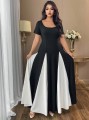 Czarna sukienka kontrastowe wstawki (4XL)