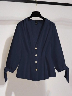 Granatowa bluzka rękaw 3/4 (XL)