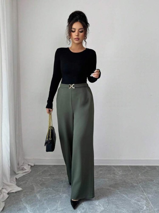 Proste spodnie khaki (S)