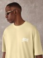 Żółty t-shirt oversize nadruk (S)