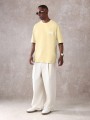 Żółty t-shirt oversize nadruk (S)