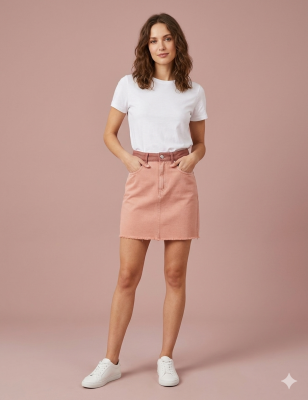 Różowa jeansowa spódnica mini (S)