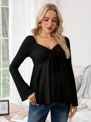Czarna prążkowana bluzka (XL)
