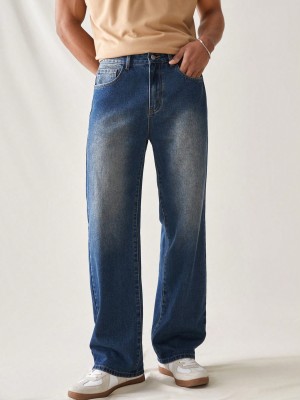 Ciemnoniebieskie proste jeansy (L)