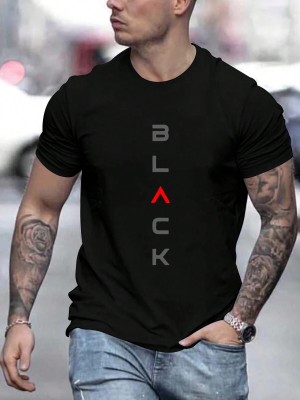 Czarny t-shirt nadruk (M)