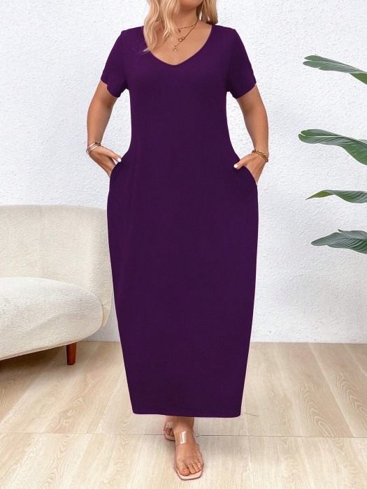 Fioletowa sukienka kieszenie (2XL)