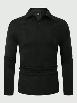 Czarna koszulka polo długie rękawy (6XL)