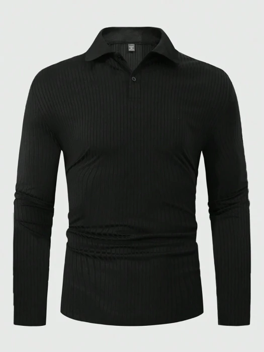 Czarna koszulka polo długie rękawy (6XL)