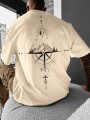 Beżowy t-shirt nadruk (XS)