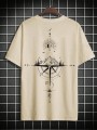 Beżowy t-shirt nadruk (XS)
