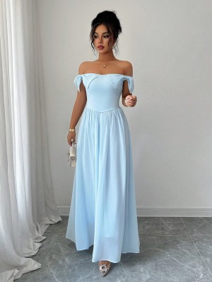 Błękitna sukienka maxi (XL)