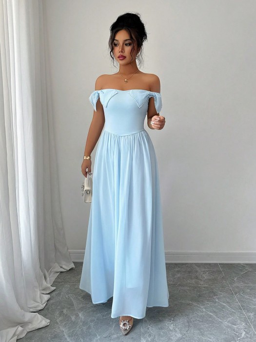 Błękitna sukienka maxi (XL)