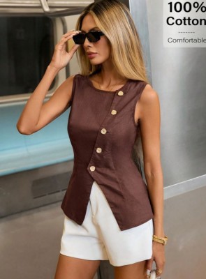 Brązowa bluzka guziki (M)
