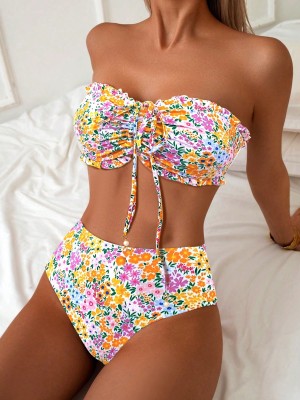 Dwuczęściowe bikini kolorowy nadruk (M)