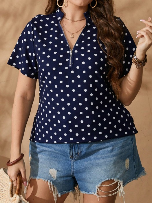 Granatowa bluzka groszki (3XL)