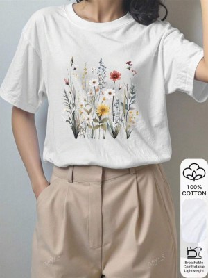 Biała koszulka bawełniana nadruk (2XL)