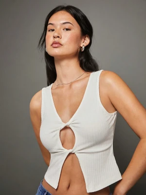Biały prążkowany top (XL)