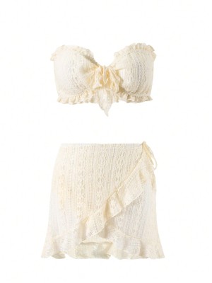 Koronkowy plażowy komplet spódnica top (XL)