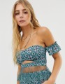 TURKUSOWY TOP OFF SHOULDER WZÓR (XS)