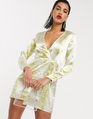 Mini sukienka satyna wężowy wzór (38)