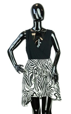 Czarna wiązana mini spódnica zebra (36)