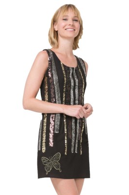 BRĄZOWA SUKIENKA CEKINY HAFT (44)