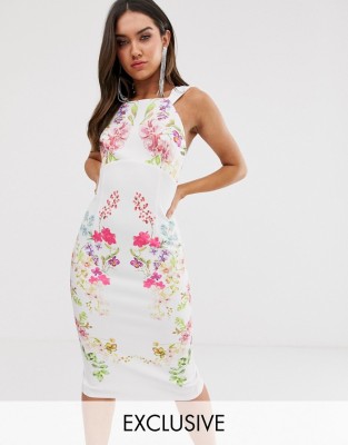 Sukienka midi wzór kwiaty (36)