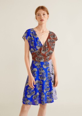 Kolorowa sukienka print kwiaty (XS)