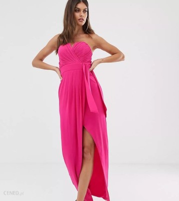 FUKSJOWA ASYMETRYCZNA SUKNIA PLISY (34)