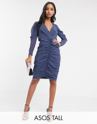 Granatowa marszczona sukienka (32)