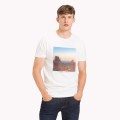 BIAŁY BAWEŁNIANY T-SHIRT PRINT (L)