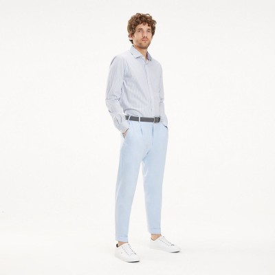 Biała koszula paski slim fit (40)