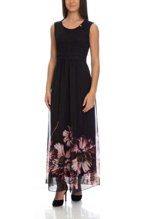 CZARNA SUKNIA KORONKOWA GÓRA (XS)