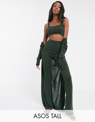 CIEMNOZIELONY DZIANINOWY TOP (40)