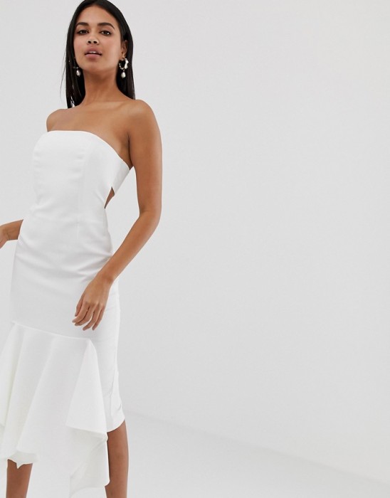 BIAŁA SUKIENKA FALBANA (40)