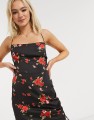 CZARNA SUKIENKA PRINT KWIATY (M)