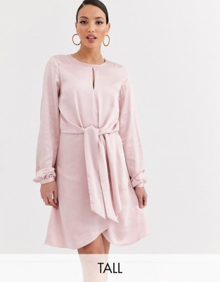 Satynowa sukienka wiązany przód (S)