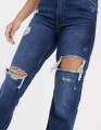 NIEBIESKIE MOM JEANS DZIURY (30)