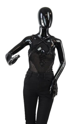 CZARNE DZIANINOWE BODY ZDOBIENIE (XS)